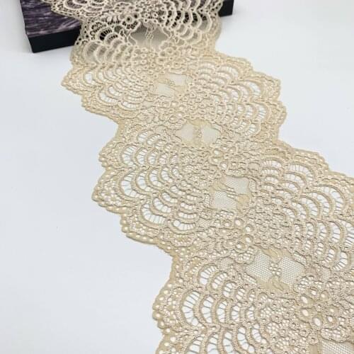 3y/lot Width 21cm Apricot Elastic Stretch Lace Cream Skirt Hem Dress Underwear Sewing Craft DIY Apparel Fabric Lace Lingerie
