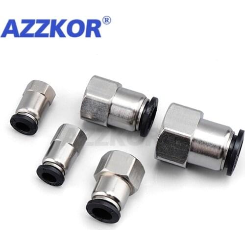 5pcs Pneumatic Air Tube Connector The Female Thread Black Connector Quick Straight Through Joint 1/2'1/4'3/8"1/8"-4 6 8 10 12mm