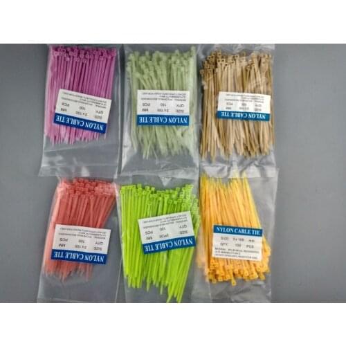 600Pcs 3*100mm width 2.5mm Colorful Factory Standard Self-locking Plastic Nylon Cable Ties,Wire Zip Tie