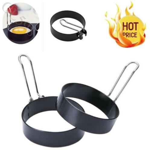 Nonstick Stainless Steel Fried Egg Mold with Handle Round Pancake Molds Eggs Frying Mould Kitchen Tools