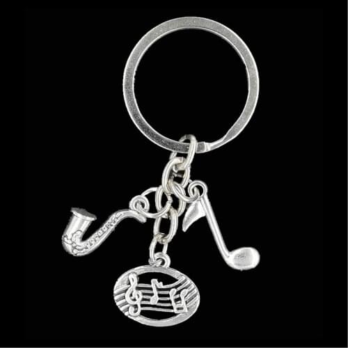 1PCS Keychain 2020 New Popular and Fun Handmade Personality with Musical Notes / Piano / Guitar / Microphone / Metal Keychain