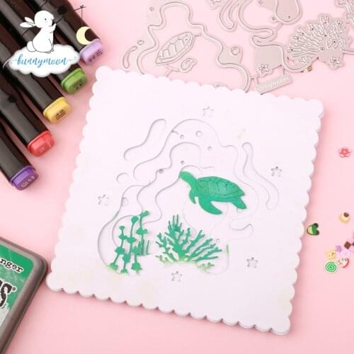 Bunnymoon Ocean World Metal Cutting Dies 3D DIY Scrapbooking Carbon Sharp Craft Die Photo Invitation Cards Decoration