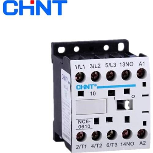 CHINT AC Contactor NC6-0610 6A 1NO AC220V 24V 380V Normally Open