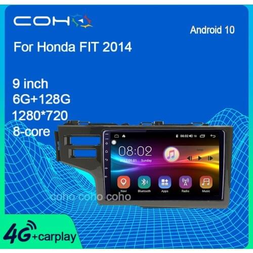 COHO For Honda FIT 2014 Car Audio Android 10.0 Octa Core 6+128G Car Stereo Bluetooth Multimedia Player radio
