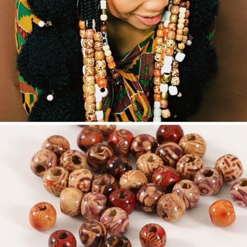 100 PCs/bag 9*10mm Aperture: 3mm Hole Wooden Hair Beads Wood African Hair Braid Tube Rings Dreadlock Accessories for Dreadlock