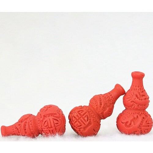 Hot sale Imitation red cinnabar 15x27mm gourd cute pendant beads diy long chain jewelry accessories 5pcs B947