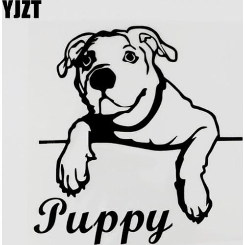 YJZT 15.1CM×15.5CM Interesting Puppy Vinyl Animal Car Sticker Decal Black/Silver 13F-0041
