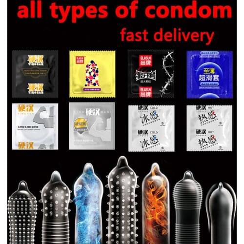 Wholesale Condom Penis Different Varieties Big Spikes Fire Ice Ribbed Condom Full Oil Smooth Lubricated Condoms For Men