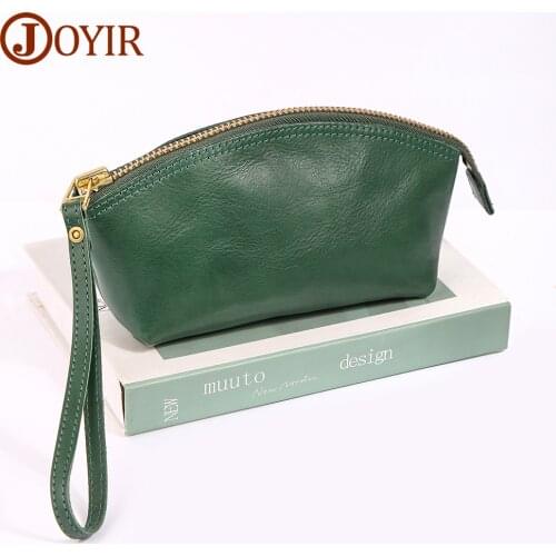 JOYIR Genuine Leather Womens Clutch Bag Fashion Female Zipper Purse Cometic Bag Makeup Bag Real Leather Handbag New