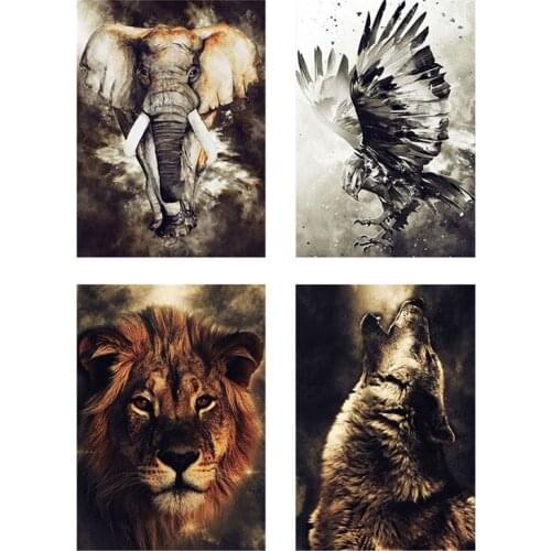 GATYZTORY DIY Paint By Number Elephant Lion Pictures By Number Animal Wolf Kits For Adults Handpainted On Canvas Home Decor