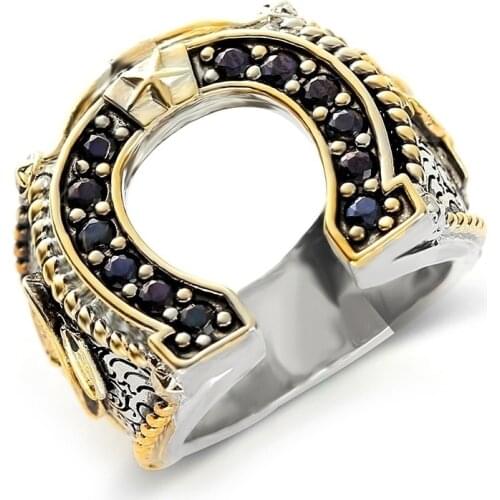 Fashion Hollow U Shape Rings Carving Stars West Cowboy Horseshoe Ring Mens Charm Punk Rock Party Jewelry Anniversary Gifts