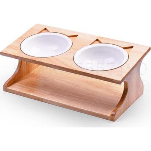 Cat bowl cat food bowl double bowl dog bowl ceramic cat food cat rice bowl cat bowl rack dining table cat supplies