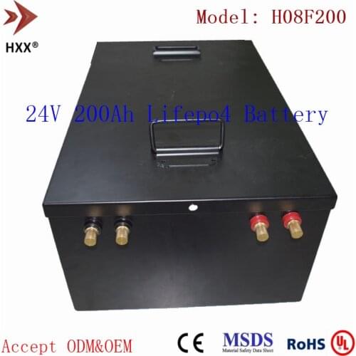 Lifepo4 24V 200AH Battery 25.6V 200AH Lithium Ion Batteries 8S 250A BMS for Solar Marine Boat Trolling Motor