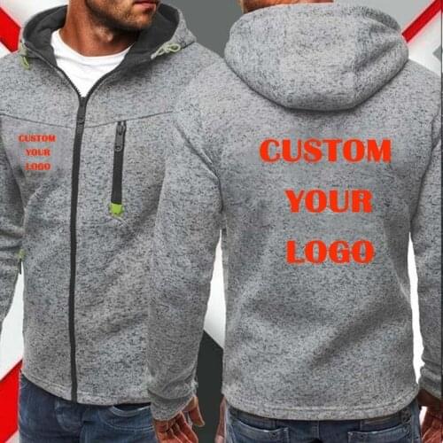 Men Autumn Winter Hoodie Coat Custom Your Logo Jacket Sweatshirt Cardigan Sweatshirt Men Hip Hop Hoody Male Casual Tops