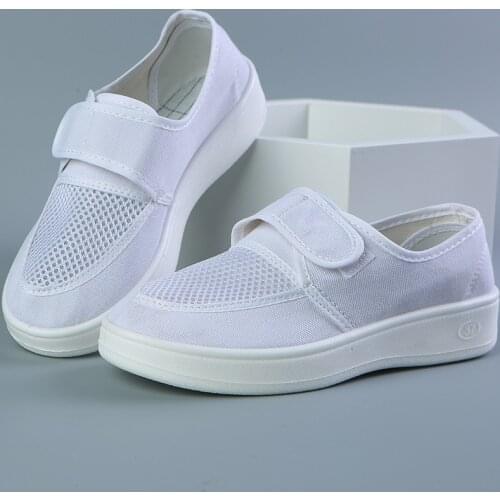 Large Size Special PU Bottom Safety Shoes For Men PU Anti-Static Belt Velcro Dust-Proof Room Summer Work Shoes Mens Net Shoes