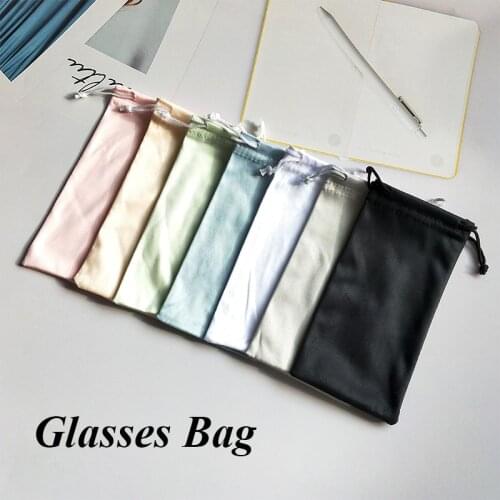 Soft Cloth Waterproof Sunglasses Bag Solid Color Waterproof Dustproof Spectacle Bag Portable Eyeglasses Drawstring Bag Container