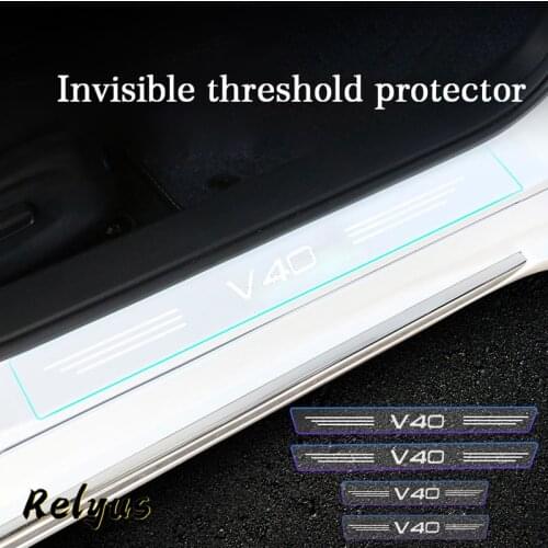 Car Door Sill Stickers Edge Protector Threshold Decoration Anti Scratch Transparent Film Protection For Volvo V40 Accessories