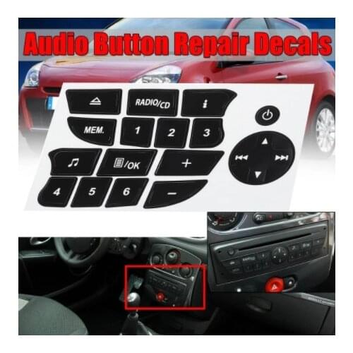 New Car Button Repair Stickers CD Radio Audio Button Repair Decals Stickers For Twingo For Renault Clio and Megane 2009-2011