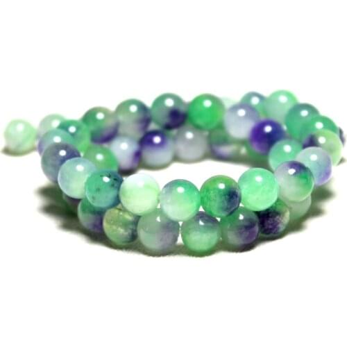 Wholesale 8 mm Natural White Stone Round Beads Dye Green Purple Pattern For Jewelry Making DIY Bracelet Necklace Strand 15