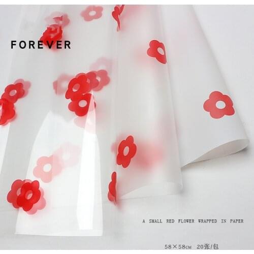 Little Red Flower Opp Plastic Wrap Flower Paper Waterproof Glass Transparent Floral Packaging Flower Gift Packaging Material