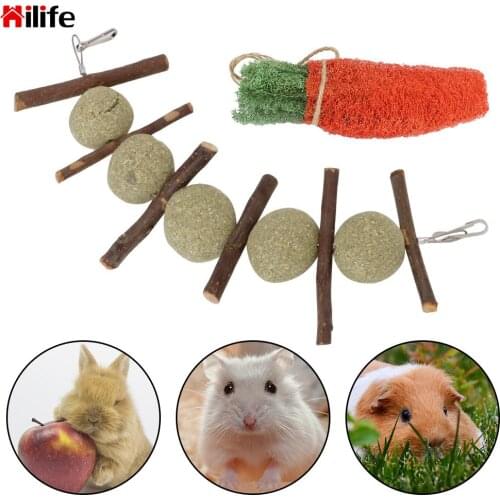 Hanging Hay Ball Pet Teeth Grinding Toys For Hamster Rabbit Chinchilla Carrot Shape Pet Chew Toy Promote Digestion Natural