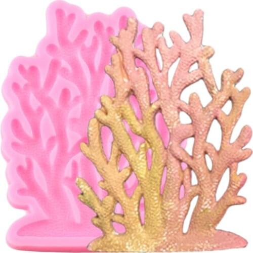 Sea Coral Shape Silicone Mold Chocolate Gumpaste Moulds Cupcake Topper Fondant Cake Decorating Tools Polymer Clay Candy Mould