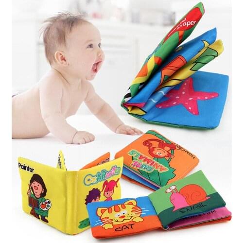 Newborn Baby Cloth Book 3D Bright Colors Montessori Toy Early Learning Develop Cognize Animal Numbers Educational Fabric Book