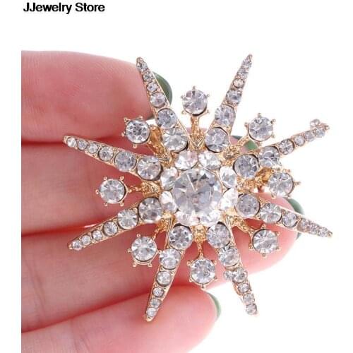 Wedding Snowflake Diamante Brooch Rhinestone Crystal Broach Pin Xmas Gift Fashion Women Brooches