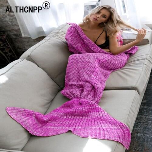 Warm Knitted Mermaid Tail Blanket Sleep Bottoms Chic Kids Adult Sofa Sleeping Bag Autumn Soft Handmade Crochet Wrap Bedding