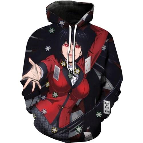Kakegurui 3D Print Hoodies Anime Men Women Casual Fashion Sweatshirt Oversized Hoodie Harajuku Trendy Pullover Unisex Hoody Coat