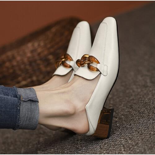 Women Black Pumps 2021 Spring New Metal Decoration Shoes Woman Heels Fashion Genuine Leather Basic Women Shoes High Heels Sexy