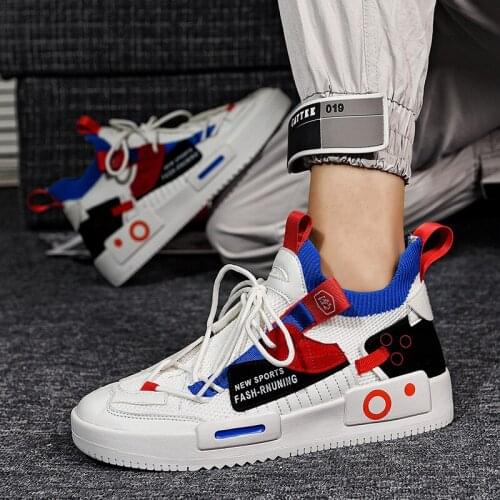 High Top Sock Shoes Men Fashion Mixed Color Flat Casual Sneakers Street Trend Cool Plus Size Canvas Shoes Size 44 45 Board Shoes