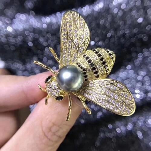 High-grade zircon micro inlay bee brooch empty tower no beads fashion jewelry