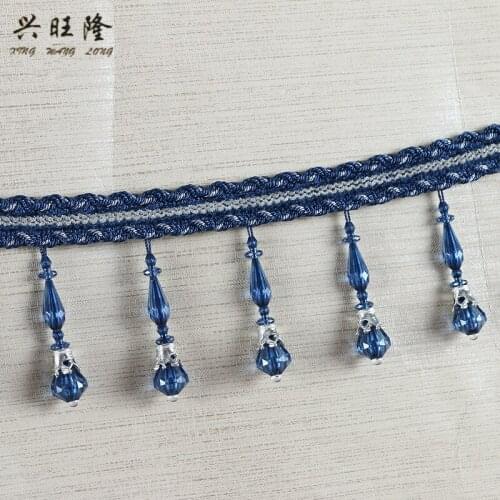 XWL 12M/Lot Crown Bead Curtain Lace Trim Sofa Edge Tapestry Curtain Accessories Tassel Fringe Lace Ribbon DIY Sewing Home Decor