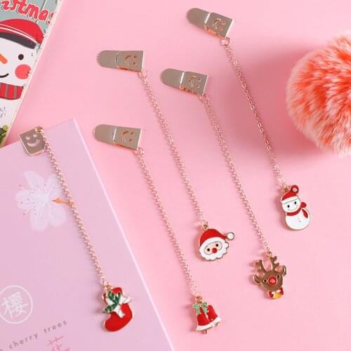 Mohamm Cute Creative Christmas Pendant Bookmark Student Metal Folder Stationery School Office Supplies