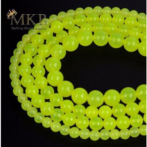 Yellow Jades Natural Stone Round Spacer Loose Beads For Jewelry Making Diy Necklace Bracelets 15inches 6 8 10 12 mm Wholesale