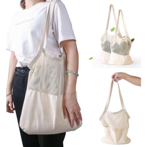 Womans String Shopping Grocery Bag Cotton Tote Mesh Net Woven Mesh Bag Reusable Shopper Shoulder bag handbag