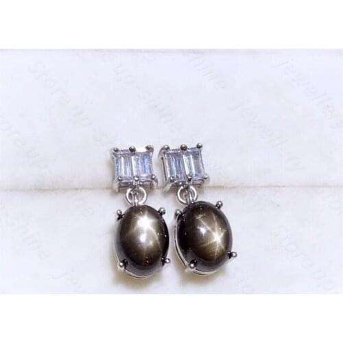 Womens new natural starlight gemstone ear hooks 925 silver super shiny birthday gift for friends