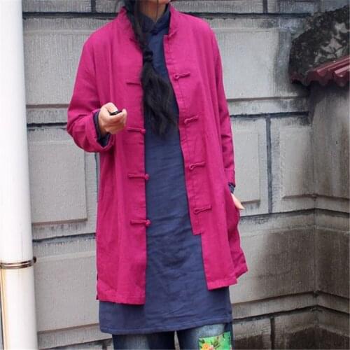 Johnature Women Shirts Vintage Cotton Linen Blouses Loose Long Sleeve Women Clothes Stand Button 2021 New Tops Spring Shirt