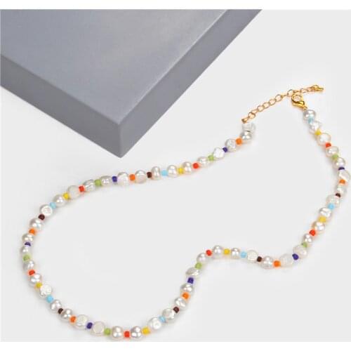 Natural Freshwater Cultured Pearl Beaded Chain Clavicle Choker Necklace For Women Korean Elegant Party Wedding Aesthetic Jewelry
