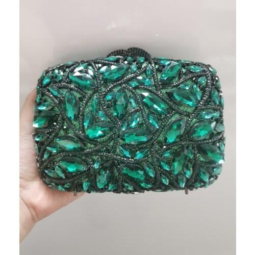 Gold Silver Black Red Green Rhinestone Womens Prom Handbag Lady Female Dinner Party Clutch Wallets Diamond Wedding Evening Bags