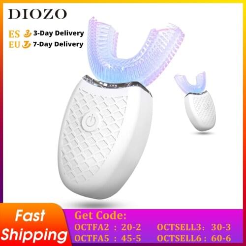 360 Degrees Intelligent Automatic Sonic Electric Toothbrush U Type 4 Modes Tooth Brush USB Charging Tooth Whitening Blue Light
