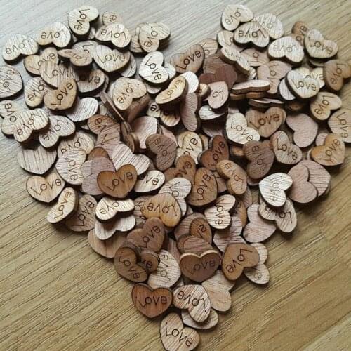 100pcs Love Heart Rustic Wooden Confetti Wooden Table Party Supplies Marriage Wedding Office Desk Decorations Accessories Crafts