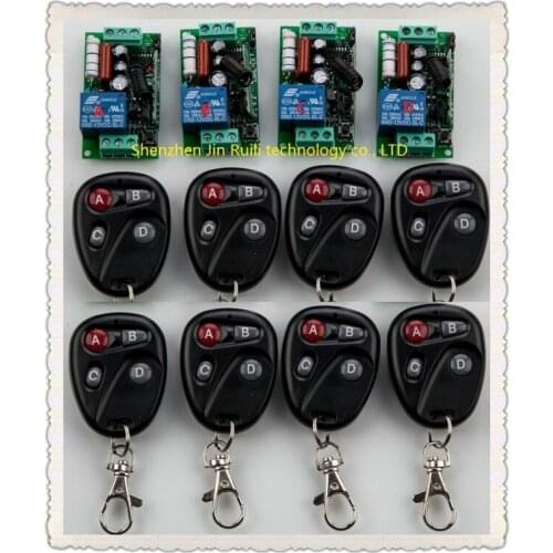 12pcs AC220V 1CH 10A Radio Controller RF Wireless Push Remote Control Switch 315 / 433 MHZ teleswitch 8 Transmitter + 4 Receiver