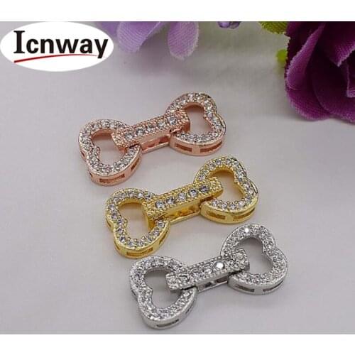 2pcs Rhinestone inlay Gold&silver Plated Clasps 2cm For DIY bracelet necklace Free shipping wholesale