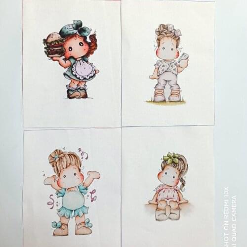 Girl Painting designs patchwork for sewing decoration Positioning cloth decoration on wall 15x20cm