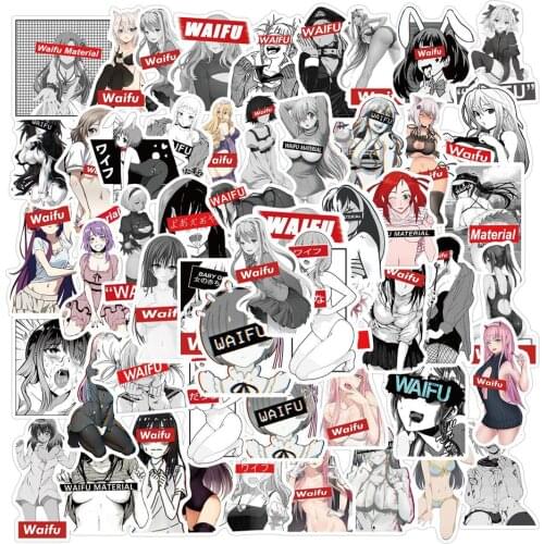 50pcs Japan Cartoon Waifu Girl Stickers For Notebooks Stationery Guitar Sexy Sticker Scrapbooking Scrapbook Supplies Kscraft