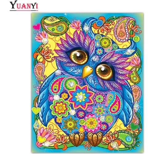 Full Round Diamond embroidery Animal bird 5D DIY Diamond painting Cross stitch Color owl Full Square Diamond mosaic Cartoon
