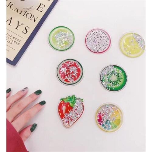 Phone Holder Stand 3D Cartoon Quicksand Summer Fruits Holder For iPhone Smartphone Mobile Phone Ring Holder Bracket Houder