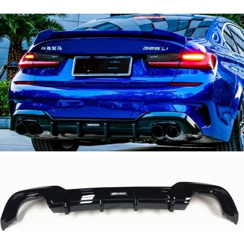 AKASAKA Gloss Black Car Rear Bumper Diffuser Lip For 2020 BMW 3 series 325i 325LI M Sport 2019-2020 Vehicle Tail Exhaust Bracket